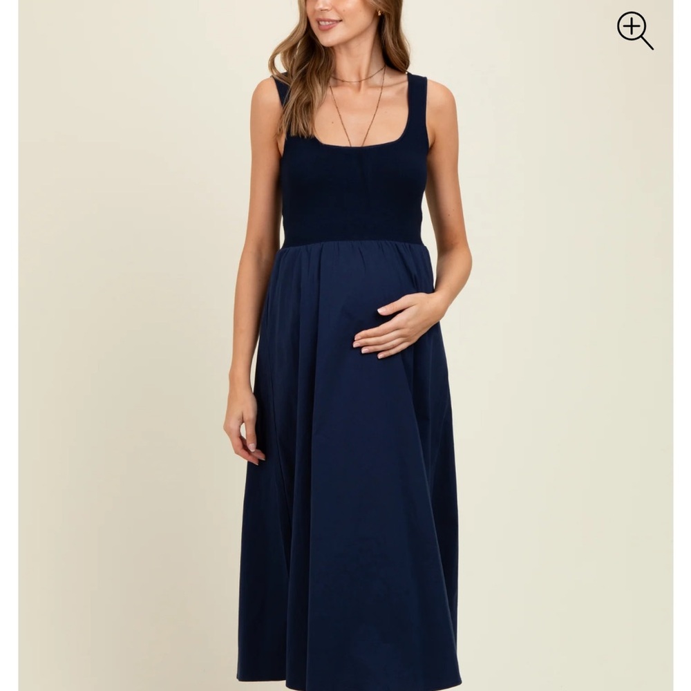 Pinkblush Navy Blue Midi Dress- Maternity